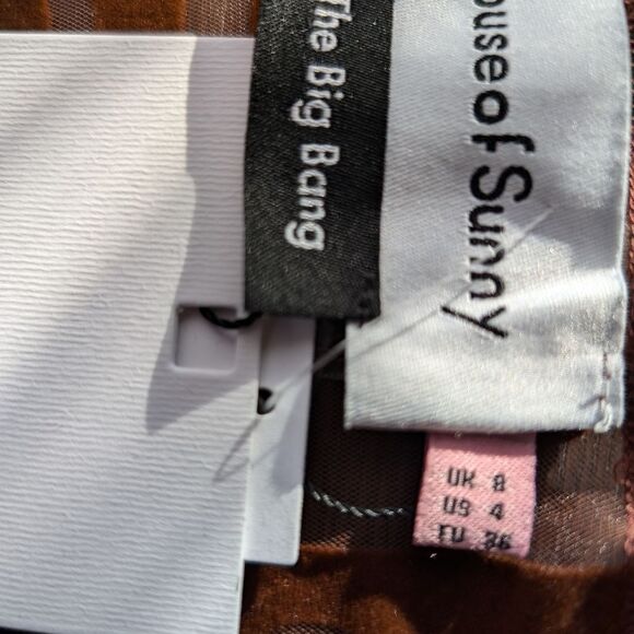 NWT House of Sunny CASA AMOR mocha brown velvet sheer TOP - Picture 10 of 10